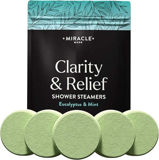 Miracle Made Mint Aromatherapy Shower Steamers – Essential Oil Shower Bombs for Relaxation, Nasal Relief & Daily Self-Care - 15 Shower Melt Tablets - Bloomnest