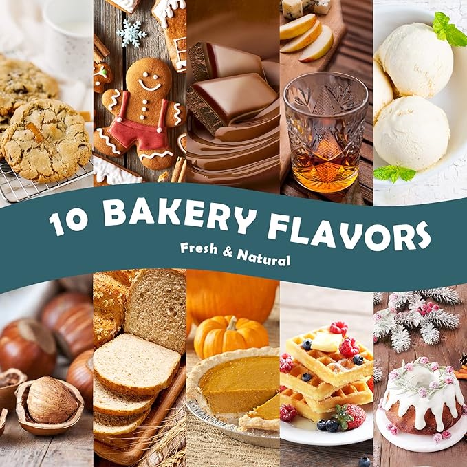 Bakery Fragrance Oils, Holamay Scented Essential Oils for Soap & Candle Making, Aromatherapy Diffuser Oil Scents (10 Packs of 5ml) - Creamy Vanilla, Gingerbread, Chocolate, Pumpkin Pie and More - Bloomnest