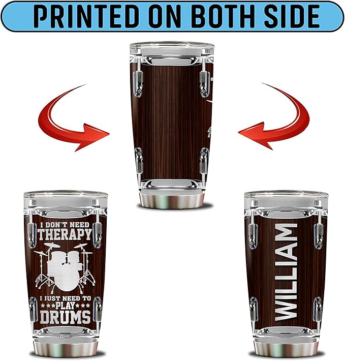 Personalized Drummer Gifts for Men Gift for Drummers Drum Players 20oz Travel Cup Coffee Mug Stainless Steel Insulated Tumbler with Lid Gift for Music Lovers - Bloomnest
