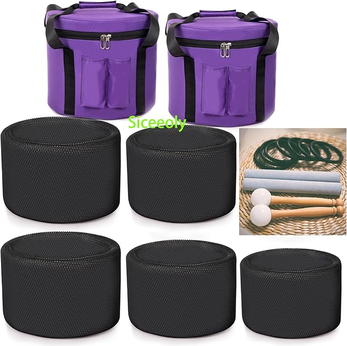 7-12 inch 432HZ Black Gold Chakra Crystal Singing Bowls Set of 7 Meditation Bowl Frosted Healing Quartz Sound Singing Bowls with 2 Travel Carry Case Bag 2 Mallet Suede 2 Strikers 7 O-rings - Bloomnest