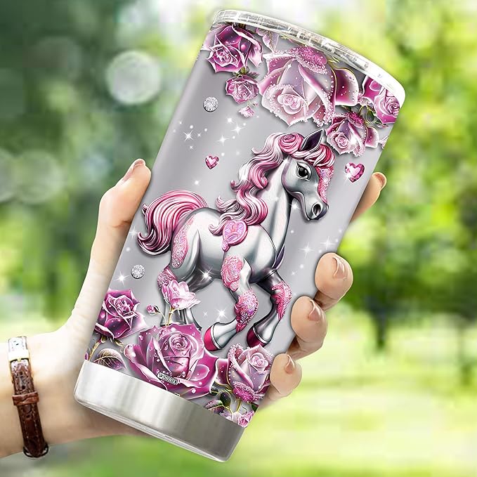Personalized Horse Gifts for Girls, Women, Insulated Stainless Steel Coffee Cup, Travel Mug, Tumbler, Water Bottle, Gift for Horses Lover, Christmas, Birthday, Mother's Day, Valentine - Bloomnest