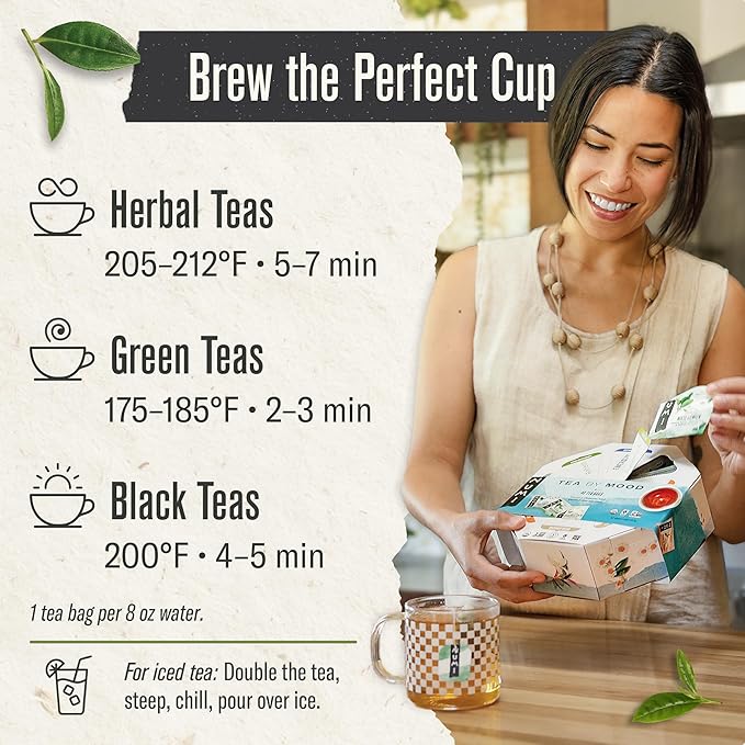 Numi Organic Tea By Mood Gift Set, 40 Tea Bag Assortment, Premium Organic Black, Pu-erh, Green, Maté, Rooibos & Herbal Teas - Bloomnest