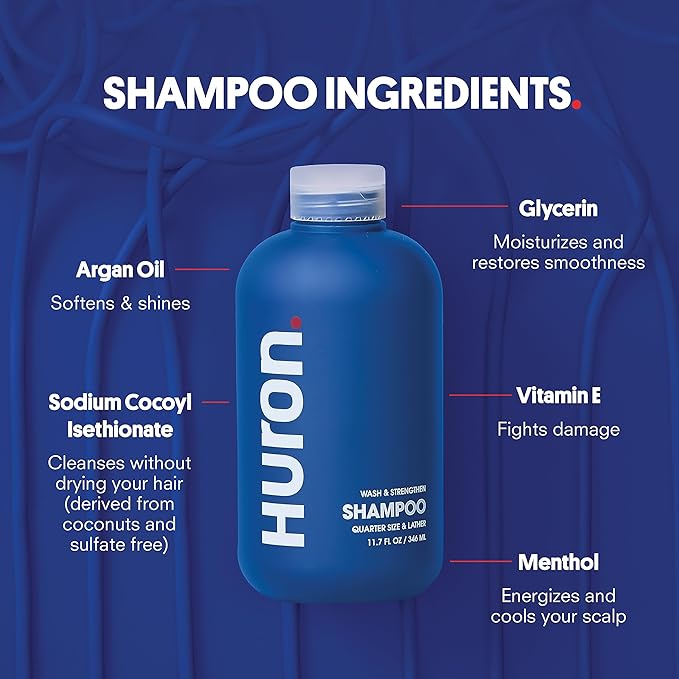 Huron Hair Duo | Nourishing Shampoo & Conditioner Set for Men | Cleanse, Strengthen & Hydrate | Sulfate-Free, Paraben-Free, Vegan | Designed for Daily Use on All Hair Types (2 Pack) - Bloomnest