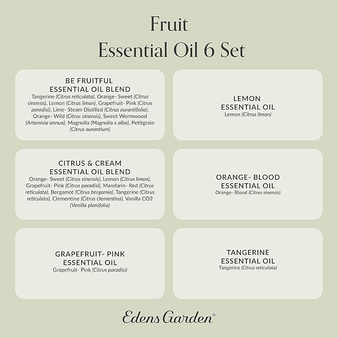 Edens Garden Essential Oils Fruit 6 Set – 100% Pure Therapeutic Grade, Natural Aromatherapy Scents: Lemon, Orange & Citrus Blends for Diffusers – No Fragrance Oil, Undiluted & Vegan, 10 ml/ 6 Pack - Bloomnest