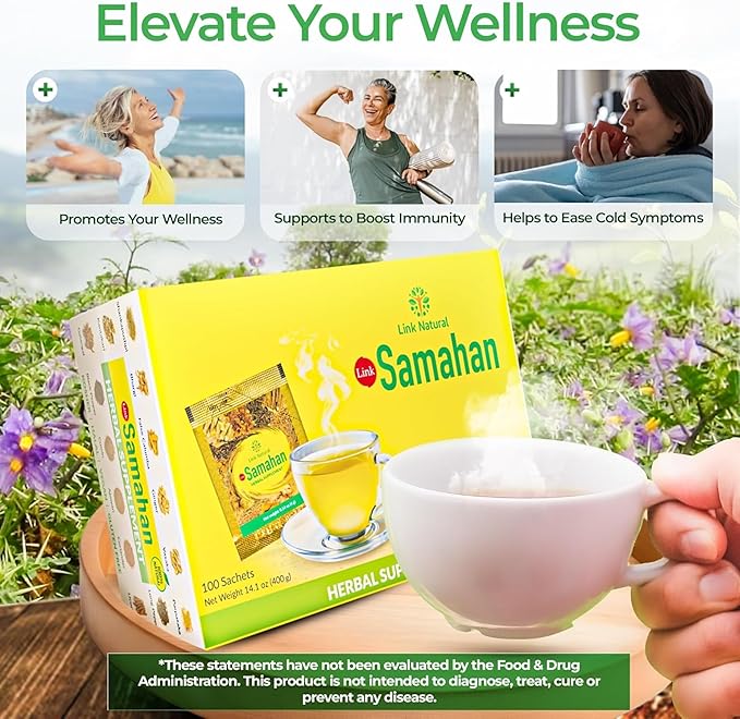 SAMAHAN Ayurvedic Herbal Tea Packets - Sri Lankan Ceylon Blend with 14 Natural Herbs Including Ginger, Black Pepper & More, Herbal Tea Bags for Wellness, Relaxation & Daily Comfort - 100 Count - Bloomnest