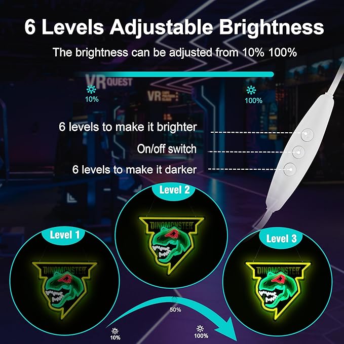 Dinosaur Neon Sign,Innovative Integral Forming Process,With Dimmable Switch For All Holiday Party and Home Decoration - Bloomnest