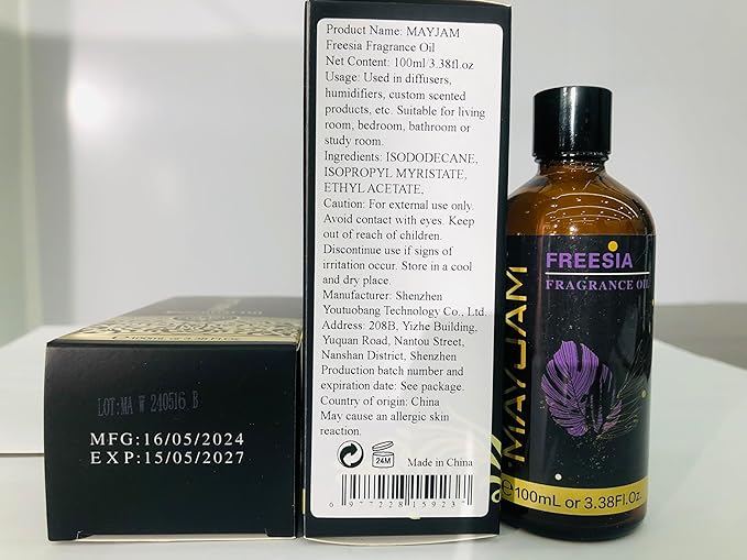 MAYJAM 100ML/3.38FL.OZ Freesia Fragrance Oils with Glass Dropper, Essential Oils for Diffusers for Home, Long Lasting Scented Oils for Diffusers Soap Candle Making - Bloomnest