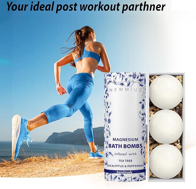 Magnesium Bubble Bath Bombs Long Lasting Foaming Sore Muscles Recovery Tea Tree Relaxing Stress Relief Calming Self Care Spa Gift for Birthday Christmas - Bloomnest
