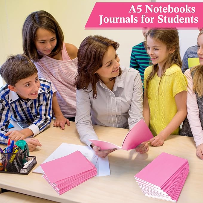 Mimorou 100 Pcs Journals Notebooks Bulk - Kraft Softcover A5 Small Notebooks 5.5 Inch x 8.3 Inch Notepads with 60 Page 30 Sheet for Writing Sketch Travel Office Supplies(Pink,Lined) - Bloomnest