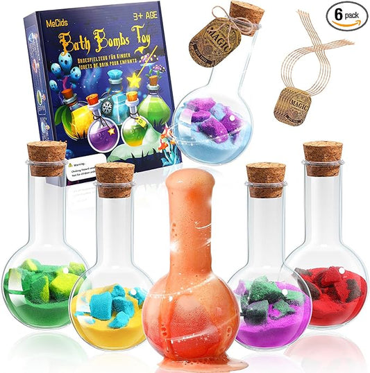 MeCids Magic Potion Bubble Bath Bombs for Kids -Bath Color Tablets Bath Potions for Toddlers Ages 4-12 Fun Science Kit Gift for Birthday, Halloween，Christmas- 6 Pack - Bloomnest