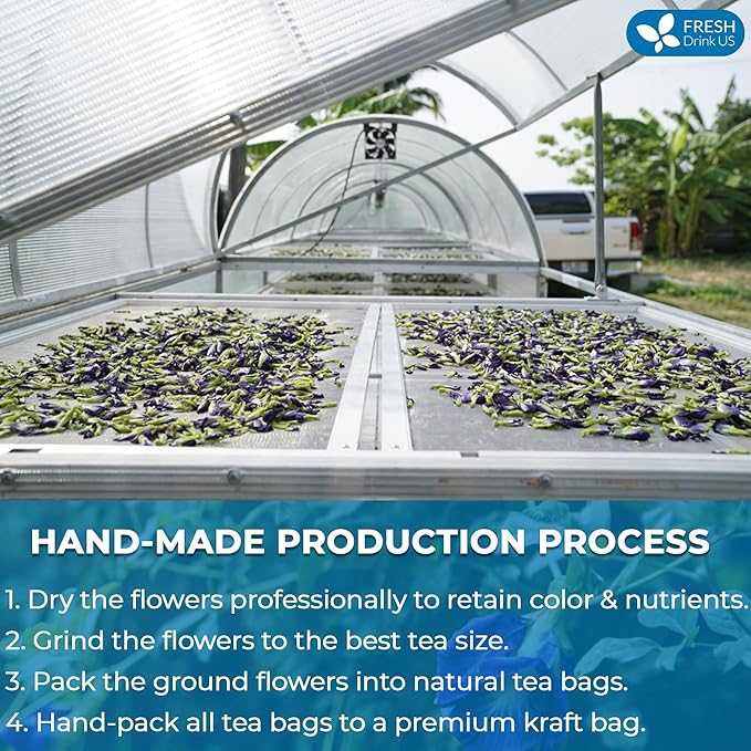 FRESHDRINKUS Premium 55 Butterfly Pea Flowers Tea Bags,100% Pure, Organic, Non GMO, Made With Organic Bags, Sugar/ Caffeine/ Gluten Free, Wildcrafted, Vegan, Handmade Product - Bloomnest