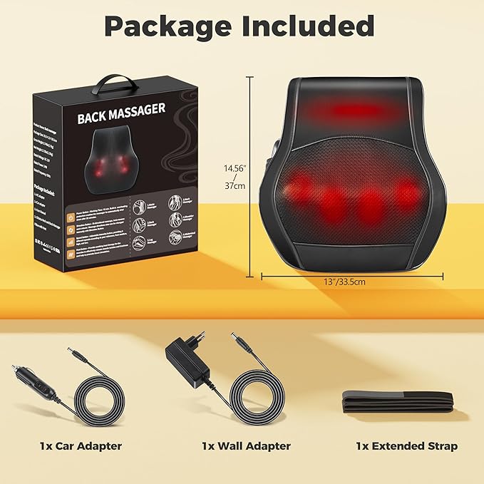 Neck and Back Massager for Pain Relief Deep Tissue with Heat, Shiatsu Shoulder Massager with Bi-Directional Rotating Head for Neck, Back, Shoulders, and Legs - Bloomnest
