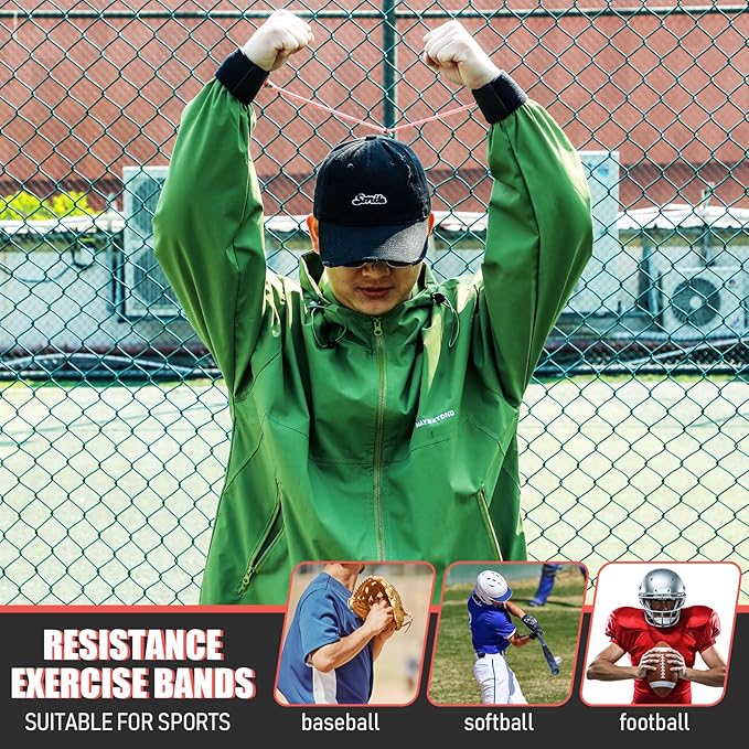 Zomiboo Baseball Bands Sports Resistance Exercise Bands Arm Strength Training Softball Baseball Pitching Training Workout Equipment for Youth Adult - Bloomnest