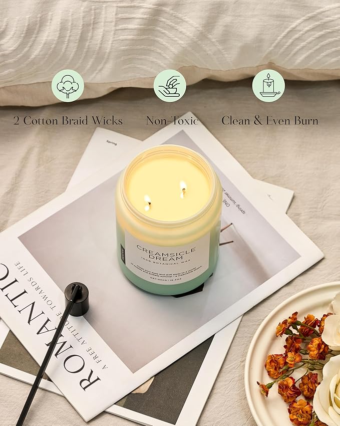 M&SENSE Orange Creamsicle Scented Candle, 19.4oz 110 Hours Slow Burning Non Toxic Natural Soy Wax 2 Wick Candle for Home Scented, Long Lasting Home Fragrance Gifts for Housewarming & Anniversry - Bloomnest