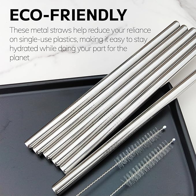 MIMORE Metal Straw for Owala 24 oz 32 oz - 6 PCS Satinless Steel Straws Compatible with Owala Straw Replacement - Resuable & Dishwasher Safe Mimore