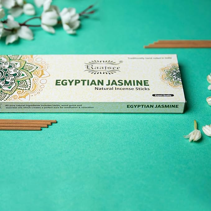 Raajsee Jasmine Flower Natural Incense Sticks 100 Gm Pack-100% Pure Organic Natural Hand Rolled Free from Chemicals-Perfect for Church,Aroma Therapy,Relaxation,Meditation,Positivity,Healing 100gm Pack RAAJSEE