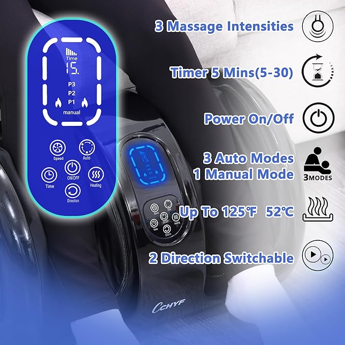 Shiatsu Foot Massager with Heat,Foot Massager for Plantar Fasciitis,Pain Relief and Heat Therapy,Massage Foot/Calf with Deep Kneading,Christmas Gift for Women and Men(Black) - Bloomnest