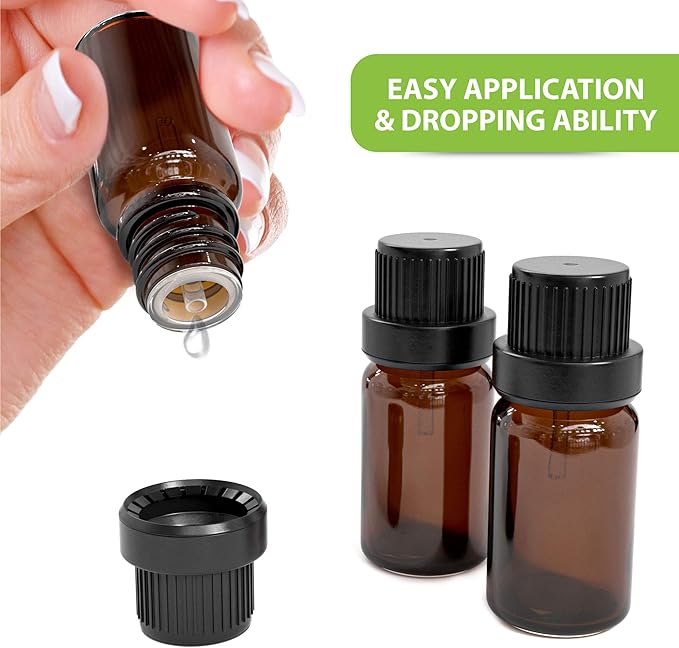 Wholesale Essential Oil Bottles Bulk - 270 Amber glass bottles With Caps and Droppers for Essential Oils, Aromatherapy, Perfume Samples, Mini 10 ml Glass Vials | Complete Carrier Oil Kit, DIY. VINEVIDA