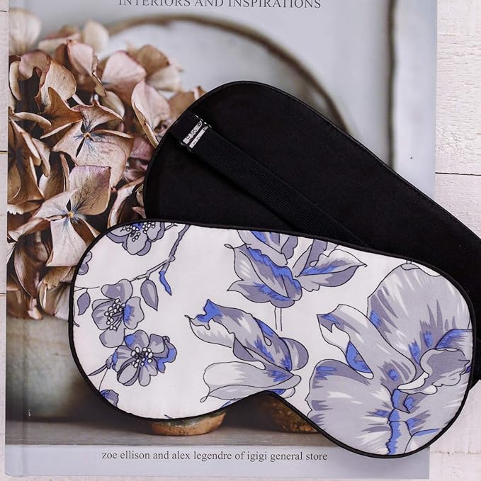 Maxfeel 100% Pure Silk Eye Mask - Sleep Eye Cover in Printed Colors (#11) - Bloomnest