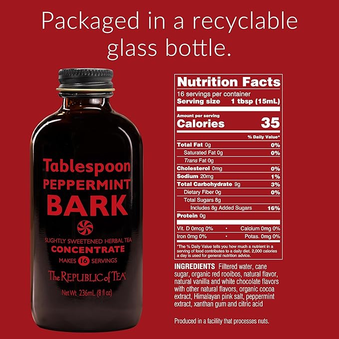 The Republic of Tea – Tablespoon Peppermint Bark, Herbal Tea Concentrate, 8 fl oz -16 Servings - Bloomnest