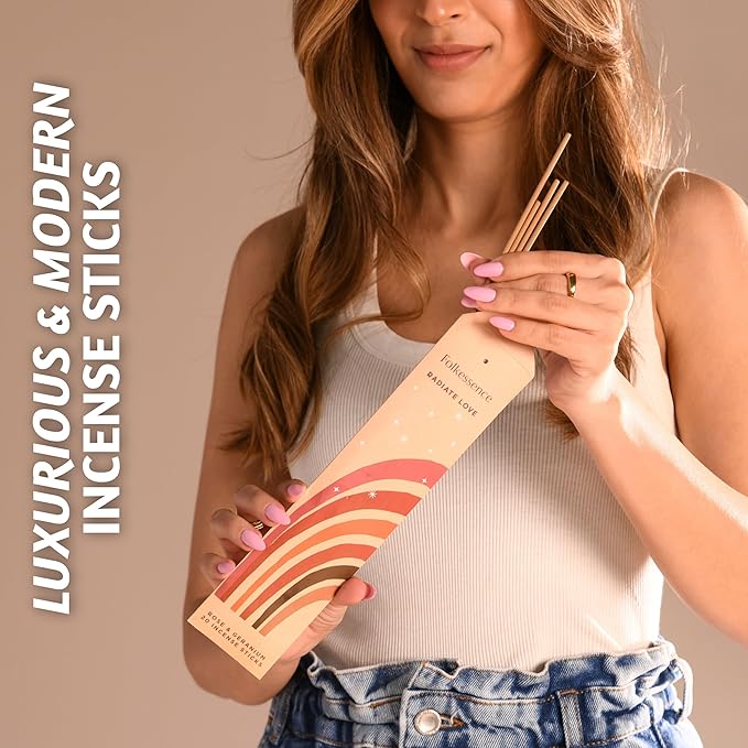 Folkulture Incense Sticks | Set of 6 (120 Sticks) Non Toxic Palo Santo Insence-Sticks | 45 Mins Burn Time | Sandalwood Incenses, Lemongrass, Rose Geranium | Organic Inscents-Sticks for Home