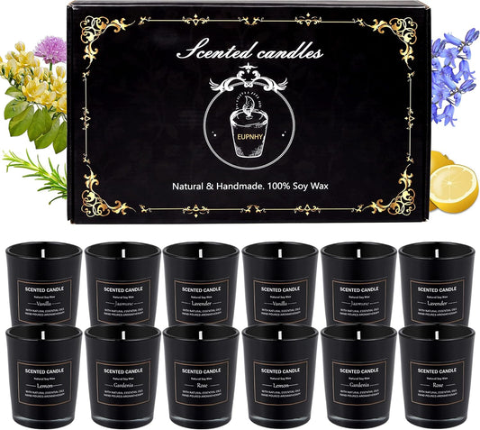 12 Pack Scented Candles Gift Set 2.5oz Strong Fragrance Aromatherapy Jar Candle Set Soy Wax Decorative Candles for Home Scented Candles Best Gifts for Women.