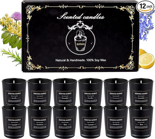 12 Pack Scented Candles Gift Set 2.5oz Strong Fragrance Aromatherapy Jar Candle Set Soy Wax Decorative Candles for Home Scented Candles Best Gifts for Women. - Bloomnest