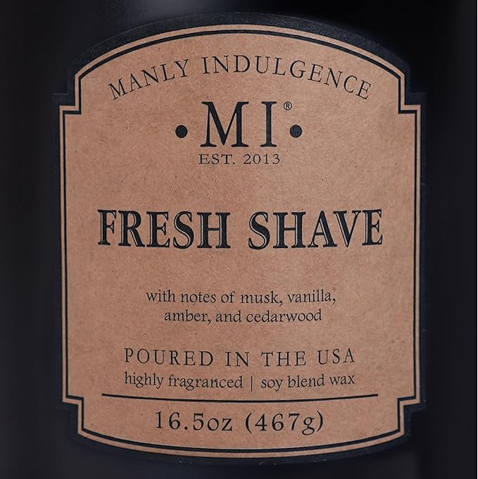 Manly Indulgence Fresh Shave Scented Candles for Men, 2 Wick, 16.5 oz, Premium Soy Blend Wax, 60H Burn, Candles for Home Scented - Made in The USA - Bloomnest