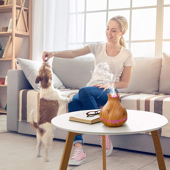 BZseed Aromatherapy Essential Oil Diffuser 550ml 12 Hours Wood Grain Aroma Diffuser with Timer Cool Mist Humidifier for Large Room, Home, Baby Bedroom, Waterless Auto Shut-off,7 Colors Lights Changing - Bloomnest