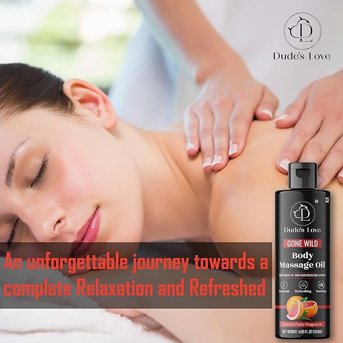 Organic - Grapefruit Full Edible Body Massage Oil - Refreshing, Calming | No Stain & Non-Sticky | with Fractionated Coconut Oil, Grapefruit & Lime Oil - 4.05 Fl Oz - Bloomnest