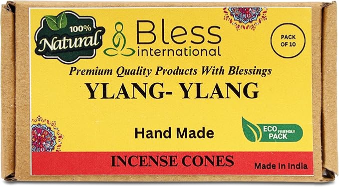 Bless International YLANG-YLANG 100%-Natural-Incense-Cones Handmade-Hand-Dipped Organic-Chemicals-Free for-Purification-Relaxation-Positivity-Yoga-Meditation The-Best-scents (10 Count) BlessInternational