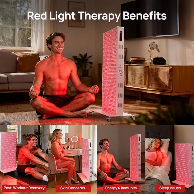 Red Light Therapy Panel for Body, 7 Wavelengths (630, 660, 780, 810, 850, 940, 1060 nm), 580LEDs, Near‑Infrared Light Wellness Device with Adjustable Intensity, Home Use