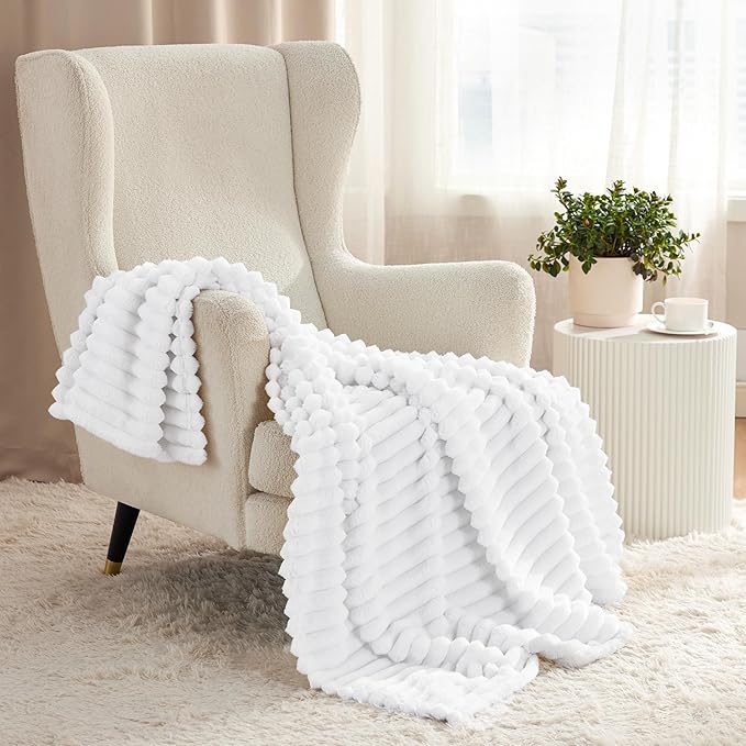 Bedsure GentleSoft White Twin XL Blanket for Bed - Cozy Soft Blankets for Women, Cute Small Fleece Throws for Girls, Birthday Gifts for Women Decor Gifts for Mom, Bright White, 66x90 Inches - Bloomnest