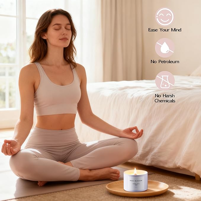 Luxury Candle Gift Set for Women – Luxury Candle Box with 3 Scented Soy Candles in Pink Box – Birthday, Housewarming, Valentine’s & Galentine’s Gift - Bloomnest