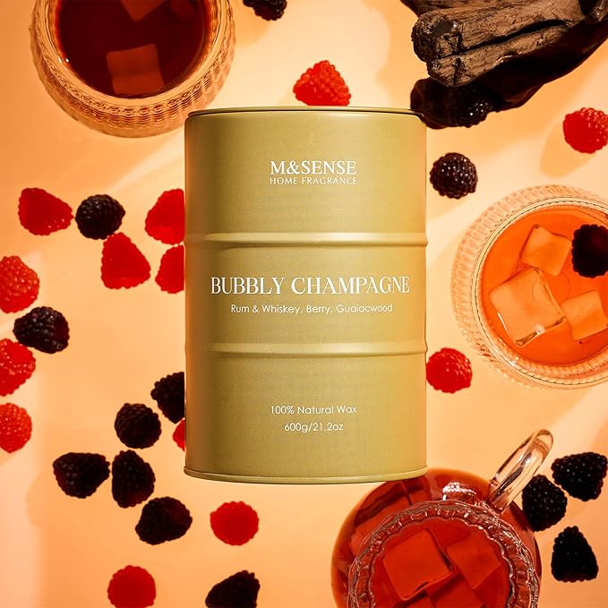 M&SENSE Bubbly Champagne Large Candles for Home Scented, Candles Gifts for Women & Men, Natural Soy Candles, House Warming Gifts New Home, 120 Hours Long Burning, 21.2 oz - Bloomnest