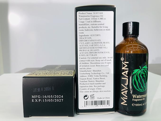 MAYJAM 100ML/3.38FL.OZ Watermelon Fragrance Oils with Glass Dropper, Essential Oils for Diffusers for Home, Long Lasting Scented Oils for Diffusers Soap Candle Making - Bloomnest