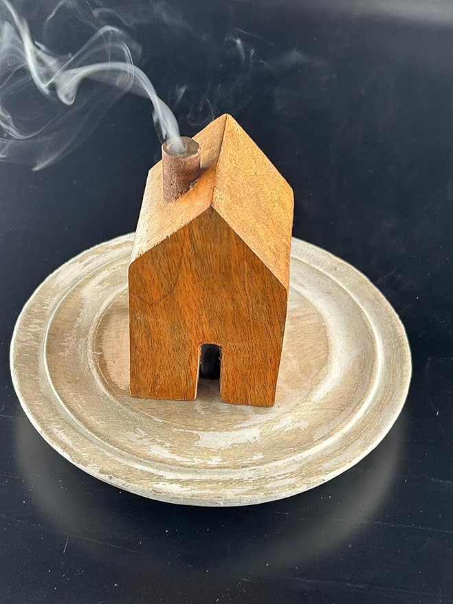 S.B ARTS Incense Holder for Sticks, Insence Stick Holder Ash Catcher for Table Decorations and Gifting - Wooden Incense Tray for Sticks - Home Decor Gifts (Brown Hut) - Bloomnest