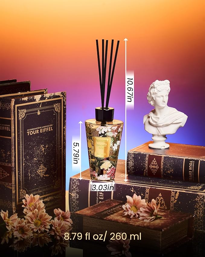 M&SENSE Orange Goji Reed Diffuser Set - 8.79fl oz Home Fragrance Non-Toxic Essential Oil Diffuser with Sticks, Air Freshner Gifts for Family Friends with Long Lasting Fragrance