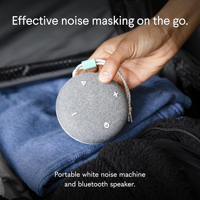 SNOOZ Go - Portable Travel Sound Machine, 6 Sounds, Fan, Pink & White Noise, Rechargeable Bluetooth Speaker, Sleep Aid for Adults, Kids, Office Privacy, Sleeping Essential for Gift Registry - Charcoal - Bloomnest