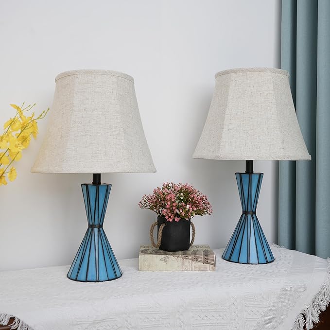 Set of 2 Table Lamps for Bedroom 3-Way Dimmable 21'' Bedside Table Lamps with 13 inches Linen Shades for Living Room Bedroom Office Hotel Study Room - Bloomnest