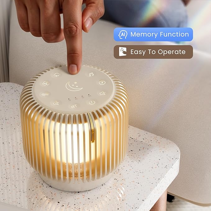 【Upgraded】 White Noise Sound Machine Bluetooth Speaker for Adults Kids 26 Soothing Sounds Dimmable Night Light 4 Timers Memory Function Brown Noise Baby Home Office Sleep Therapy Gift - Bloomnest