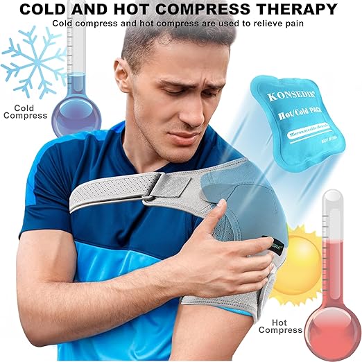 Compression Recovery Shoulder Brace Immobilizer for Torn Rotator Cuff,AC Joint Pain Relief,Dislocation,Arm Stability,Injuries,Tears,Adjustable Fit Supports for Men&Women(Gray, Large) - Bloomnest