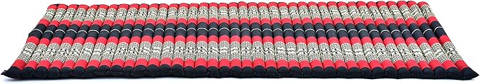 Leewadee - Kapok Roll Mat – Handcrafted Folding Sleep & Relaxation Mattress from Thailand, Ideal as Guest Bed, Camping Mat, Yoga Mat or Traditional Futon, 75 x 39 inches, Black Red - Bloomnest