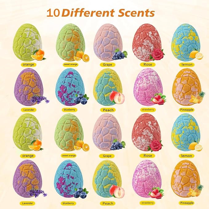 Dinosaur Egg - Kids Bath Bomb with 25 Surprises Inside - Dinosaur Gifts for 3 4 5 6 7 and 8 Year Old Boys and Girls Kids Gifts - Perfect for Birthdays - Bloomnest