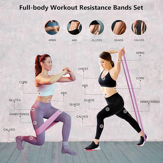 Fabric Resistance Bands for Working Out, 3 and 4 Levels Booty Bands Long Resistance Bands for Women and Men | Elastic Bands for Exercise Bands Resistance Workout Bands Resistance - Bloomnest
