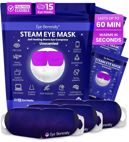 Steam Eye Mask, Self Heating Warm Compress for Dry Eyes I Heated Fast Relief for Stye, Puffy Sensitive Eyes - Moist Heat, Valentine's Day Gifts for Her and Him, Sleep, Travel & Relaxation Gifts