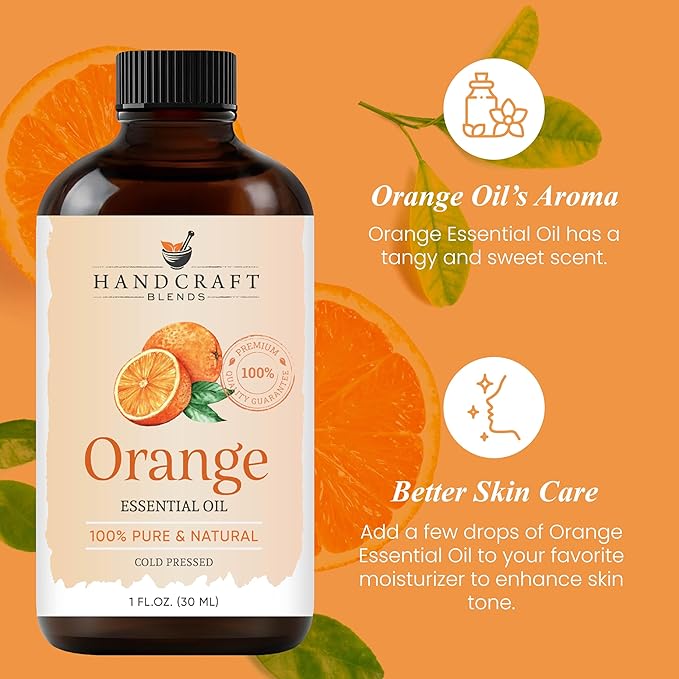 Handcraft Blends Orange Essential Oil – 1 Fl Oz – 100% Pure and Natural – Premium Grade Essential Oil for Diffuser and Aromatherapy, Skin, Massage, Candle and Soap Making Fragrance - Bloomnest