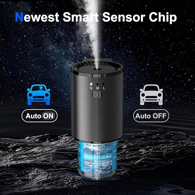 Car Air Freshener, Smart Car Air Freshener for Vent Clips, 1200 Sprays Per Charge, Car Fresheners with Auto On/Off, 5 Scents, 10 Refill Bottles (1Pack) - Bloomnest