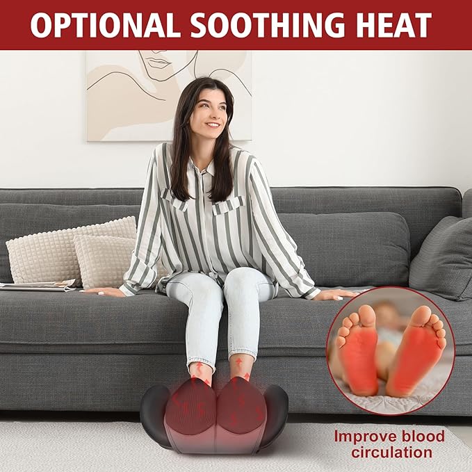 Shiatsu Foot and Calf Massager with Heat, Vibrating Massage Machine for Plantar Fasciitis, Neuropathy, Blood Circulation, Thigh Leg Muscle Tension, Deep Tissue Massager, Fathers Day Dad Gifts - Bloomnest