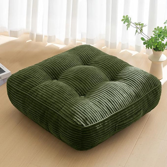 6" Washable Floor Pillow Cushion for Adults, Meditation Cushion Pillow, Large Square Floor Sitting, Removable Tufted Corduroy Cover, for Tatami Living Room or Yoga, 22x22 Inch, Machine Washable - Bloomnest